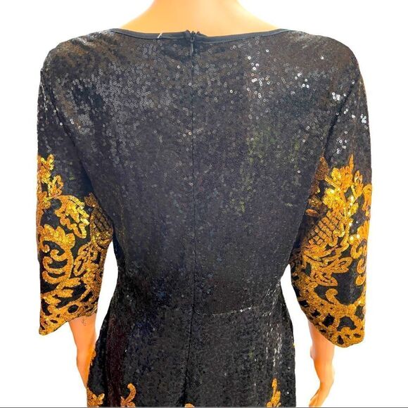Black & Gold Sequin Formal Dress LARGE - Picture 6 of 16
